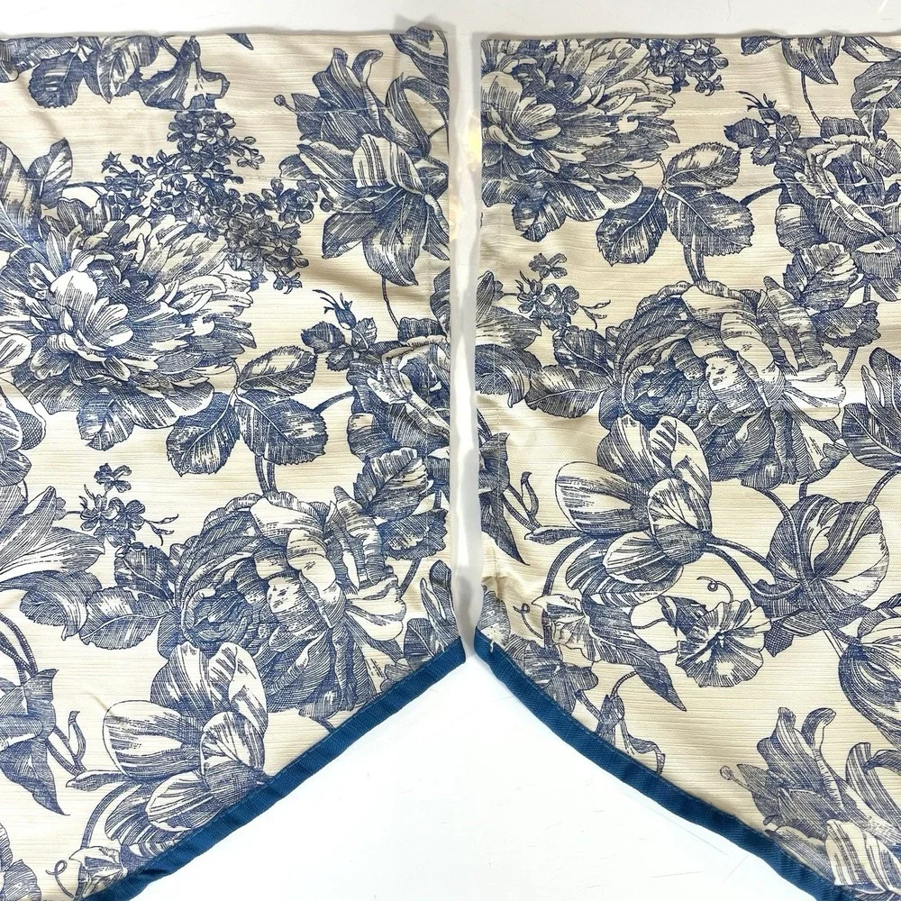Waverly Garden Room Blue Floral Toile Tier‎ Curtains 36x36 Pair New